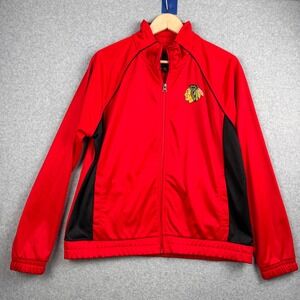 Chicago Blackhawks Track Jacket Womens XL Red NHL Full Zip Logo G-III Rhinestone